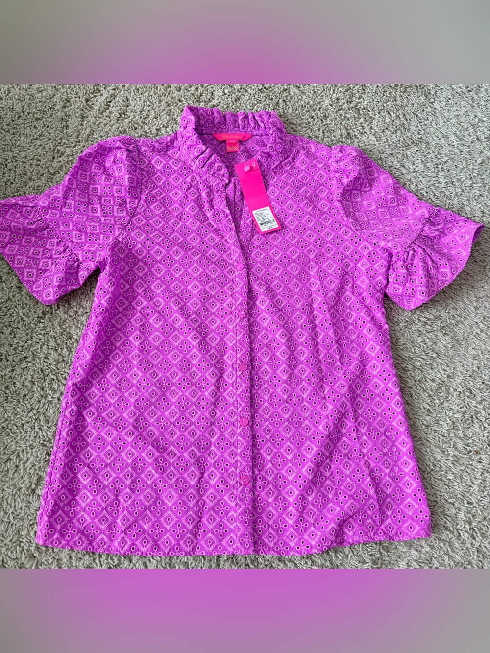 NWT Lilly Pulitzer Calynn Eyelet Button-Down Shirt Sz 0